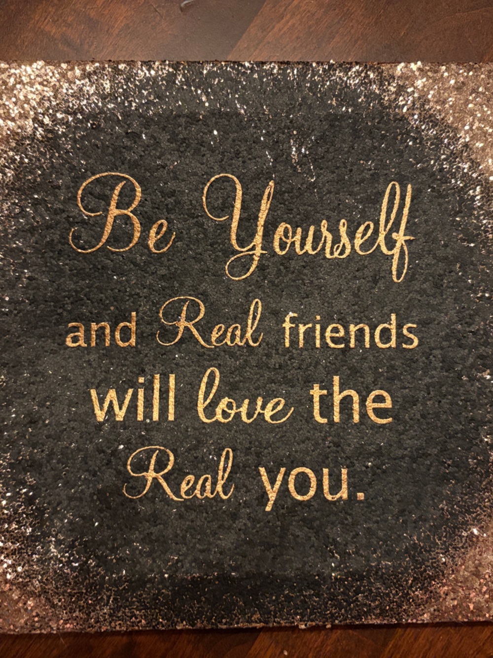 Be Yourself Glitter Wall Art Canvas- Rose Gold and Black
